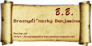 Breznyánszky Benjamina névjegykártya